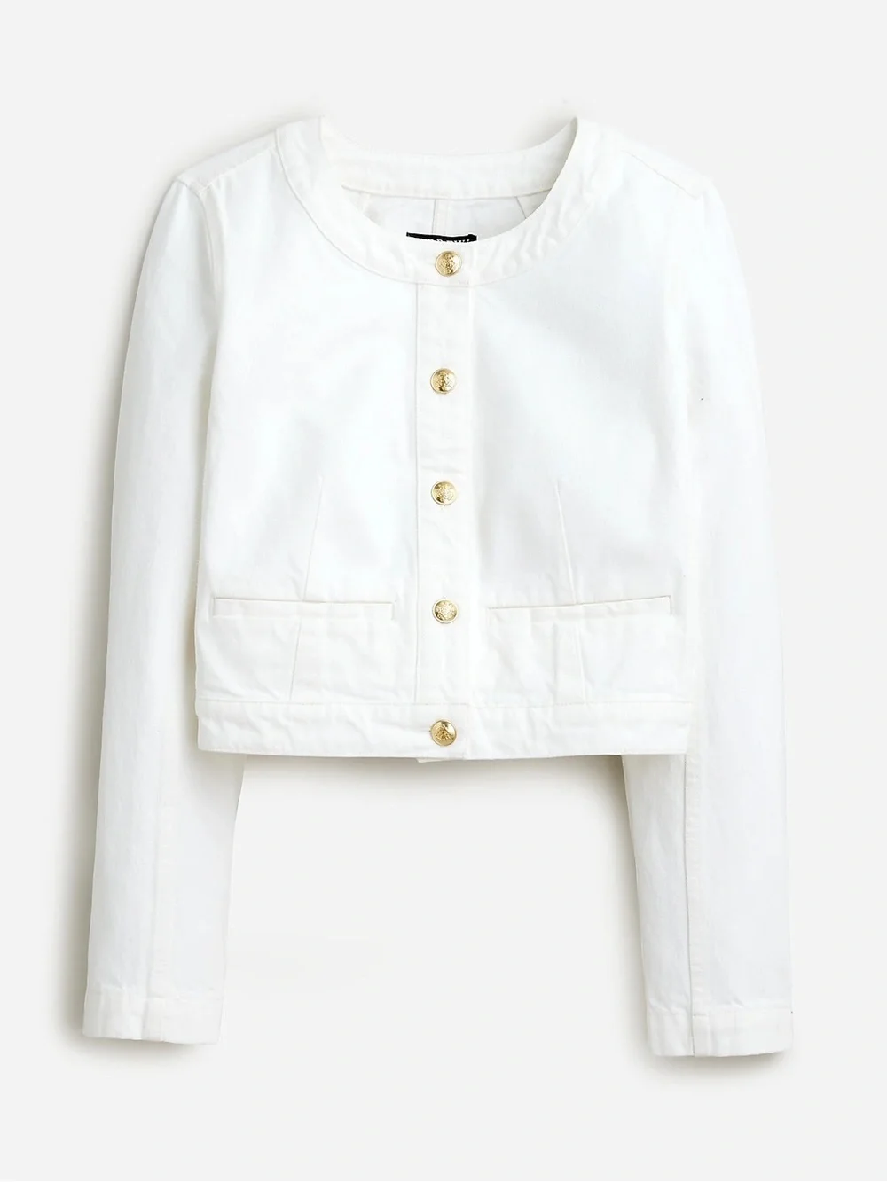 J. Crew Lady Louisa Cropped White Denim Jacket